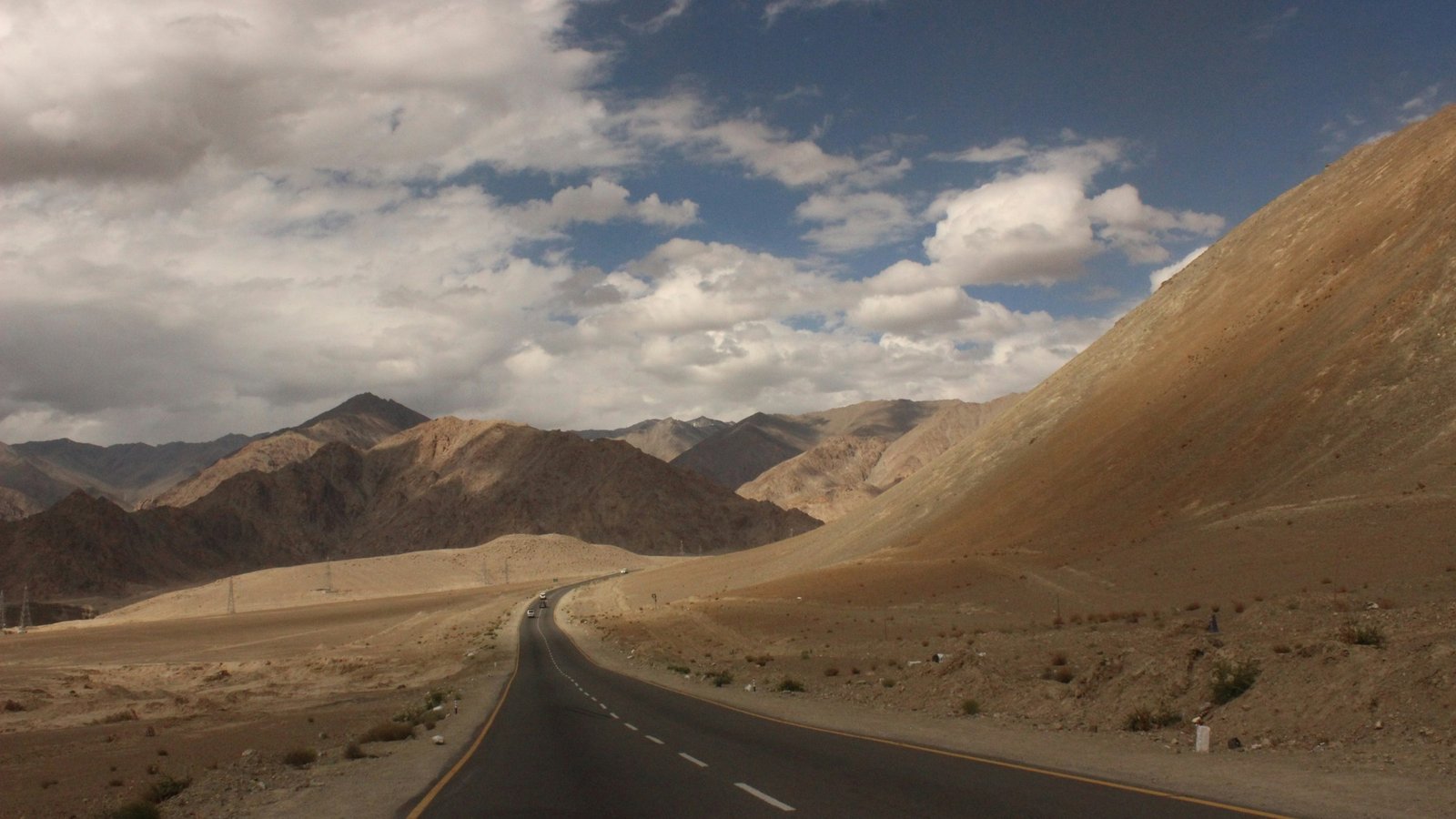 Open highway through Ladakh's mountains, India
